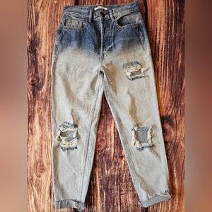 Pacsun Women's Size 25 Ultra High Rise Slim button fly Denim Jeans Distressed
